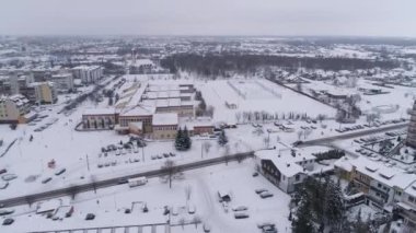 Konut Karları Binkow Belchatow Hava Görüntüsü Polonya. Yüksek kalite 4k görüntü