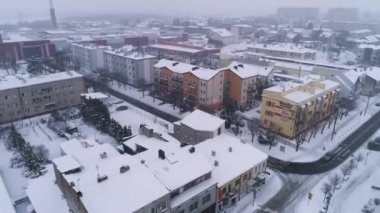 Panorama Konutları Kar Belchatow Hava Görüntüsü Polonya. Yüksek kalite 4k görüntü