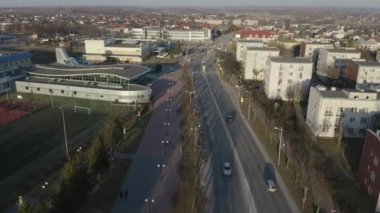 Güzel Downtown Centrum Opoczno Hava Manzarası Polonya. Yüksek kalite 4k görüntü