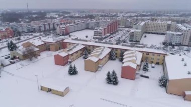 Konut Karları Binkow Belchatow Hava Görüntüsü Polonya. Yüksek kalite 4k görüntü