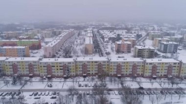 Ev Karlı Dolnoslaskie Belchatow Hava Manzaralı Polonya. Yüksek kalite 4k görüntü