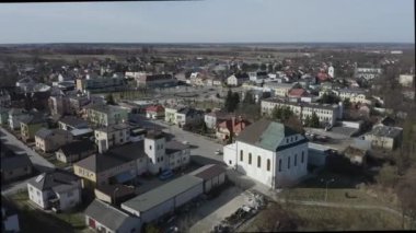 Güzel Panorama Konutları Tarnogrod Havacılık Manzarası Polonya. Yüksek kalite 4k görüntü