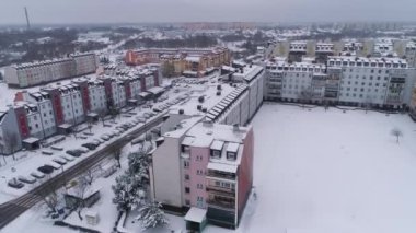 Konut Karları Binkow Belchatow Hava Görüntüsü Polonya. Yüksek kalite 4k görüntü