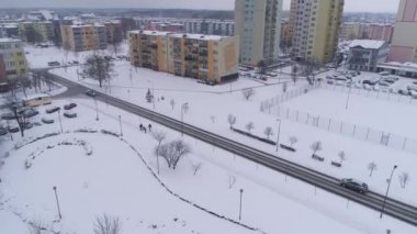 Sokak Konutları Dolnoslaskie Belchatow Hava Görünümü Polonya. Yüksek kalite 4k görüntü