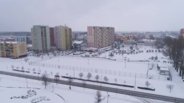 Ev Karlı Dolnoslaskie Belchatow Hava Manzaralı Polonya. Yüksek kalite 4k görüntü