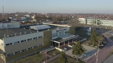Şehir merkezi Opoczno Hava Manzarası Polonya. Yüksek kalite 4k görüntü