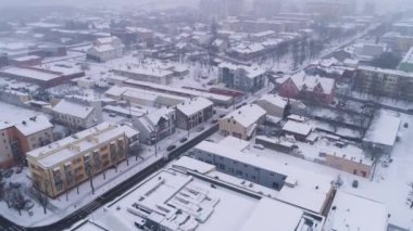 Panorama Şehir Merkezi Belchatow Havacılık Manzarası Polonya. Yüksek kalite 4k görüntü