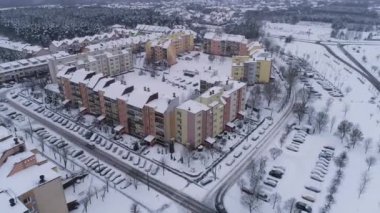 Panorama Konutları Kar Przytorze Belchatow Hava Görüntüsü Polonya. Yüksek kalite 4k görüntü