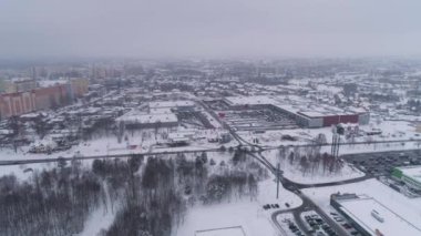 Güzel Panorama Kar Belchatow Hava Manzarası Polonya. Yüksek kalite 4k görüntü