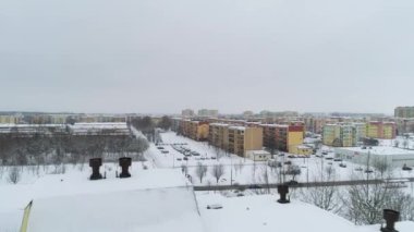 Ev Karlı Dolnoslaskie Belchatow Hava Manzaralı Polonya. Yüksek kalite 4k görüntü