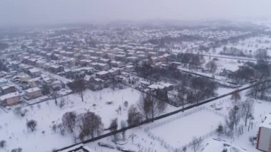 Panorama Konutları Kar Belchatow Hava Görüntüsü Polonya. Yüksek kalite 4k görüntü