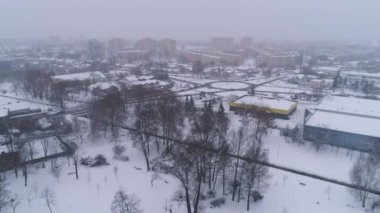 Panorama Büyük Döner Kış Belchatow Hava Manzaralı Polonya. Yüksek kalite 4k görüntü