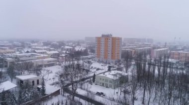 Panorama Şehir Merkezi Gökdelen Belchatow Hava Görüntüsü Polonya. Yüksek kalite 4k görüntü