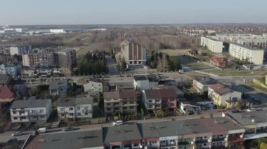 Güzel Panorama Kilisesi Opoczno Hava Manzarası Polonya. Yüksek kalite 4k görüntü