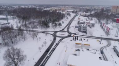 Panorama Kavşağı Belchatow Hava Manzaralı Polonya. Yüksek kalite 4k görüntü