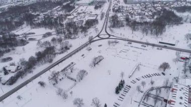 Panorama Roundabout Kar Binkow Belchatow Hava Manzaralı Polonya. Yüksek kalite 4k görüntü