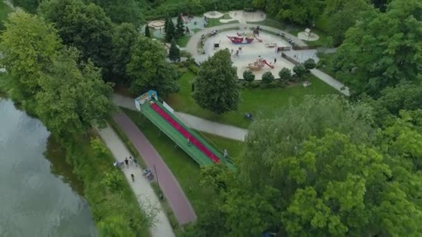 Parco Giochi Parco Zgierz Vista Aerea Polonia Filmati Alta Qualità — Video Stock