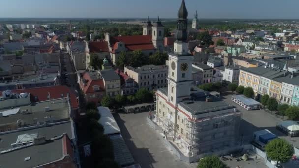 Plaza Del Mercado Ciudad Vieja Leszno Vista Aérea Polonia Imágenes — Vídeos de Stock
