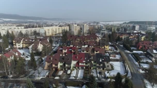 Prachtig Panorama Housing Estate Nowy Targ Aerial View Polen Hoge — Stockvideo