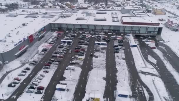 Winter Gallery Mall Sneeuw Belchatow Luchtfoto Polen Hoge Kwaliteit Beeldmateriaal — Stockvideo
