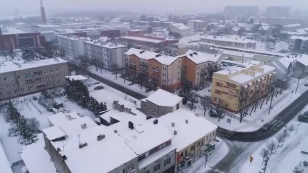 Panorama Housing Estate Sneeuw Belchatow Luchtfoto Uitzicht Polen Hoge Kwaliteit — Stockvideo