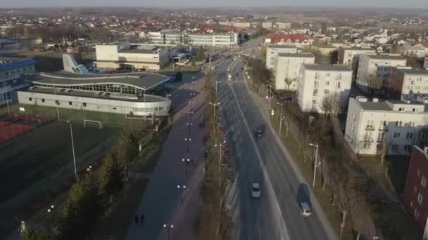 Bela Downtown Centrum Opoczno Vista Aérea Polónia Imagens Alta Qualidade — Vídeo de Stock