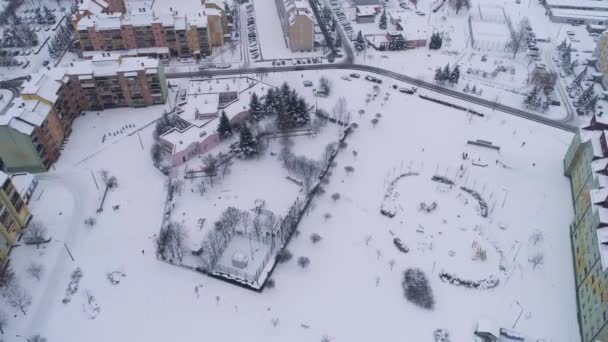 Панорама Житло Сніг Пшиттерзе Belchatow Air View Poland Високоякісні Кадри — стокове відео