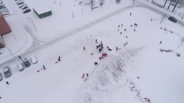 Hill Playground Winter Fun Dolnoslaskie Belchatow Luftaufnahme Polen Hochwertiges Filmmaterial — Stockvideo