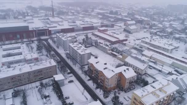 Winter Gallery Mall Sneeuw Belchatow Luchtfoto Polen Hoge Kwaliteit Beeldmateriaal — Stockvideo