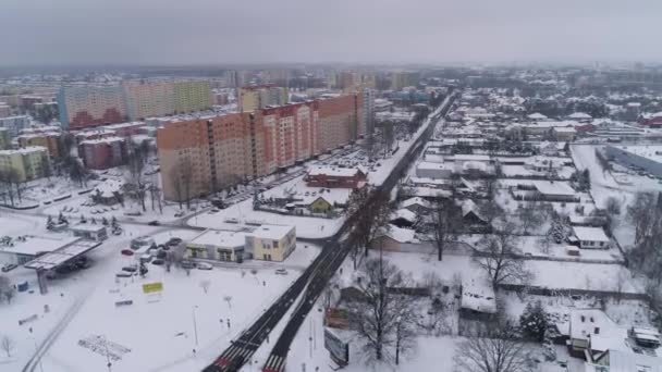Güzel Panorama Yolu Kar Belchatow Hava Manzarası Polonya Yüksek Kalite — Stok video