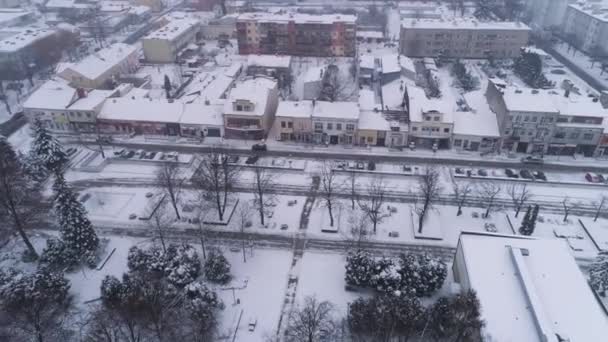 Panorama Vinter Promenade Deptak Belchatow Aerial View Polen Høj Kvalitet – Stock-video