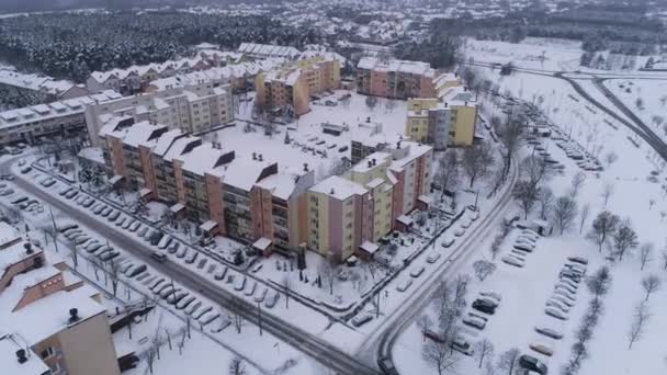 Panorama Housing Estate Snow Przytorze Belchatow Aerial View Poland Vysoce — Stock video