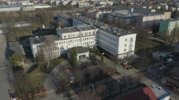 Panorama Hospital Opoczno Aerial View Polsko Vysoce Kvalitní Záběry — Stock video