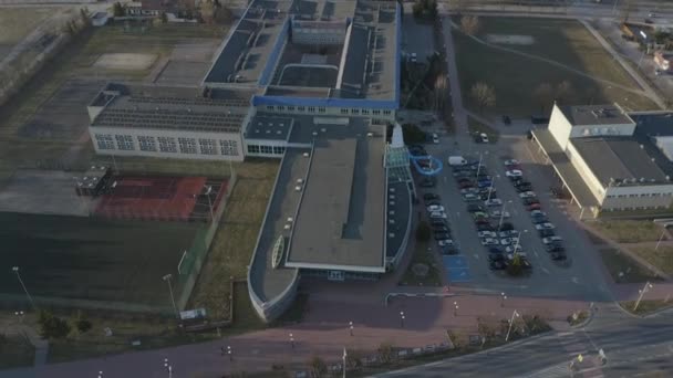 Όμορφη Σχολή Δικαστήριο Opoczno Aerial View Πολωνία Υψηλής Ποιότητας Πλάνα — Αρχείο Βίντεο