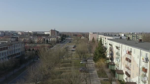 Schöne Siedlung Opoczno Luftaufnahme Polen Hochwertiges Filmmaterial — Stockvideo