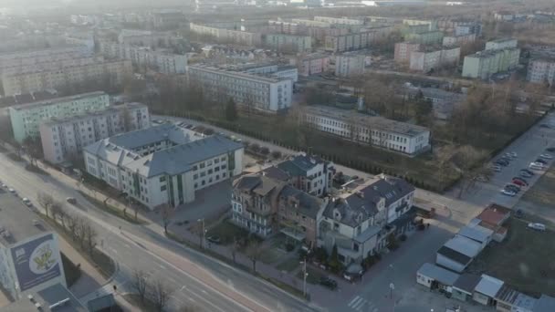 Vackra Panorama Bostäder Opoczno Flygfoto Polen Högkvalitativ Film — Stockvideo