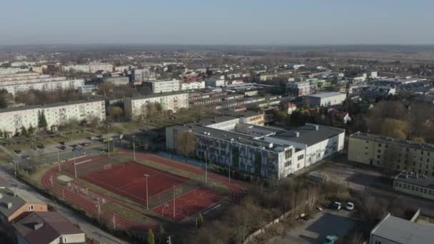 Mooie School Court Opoczno Aerial View Polen Hoge Kwaliteit Beeldmateriaal — Stockvideo