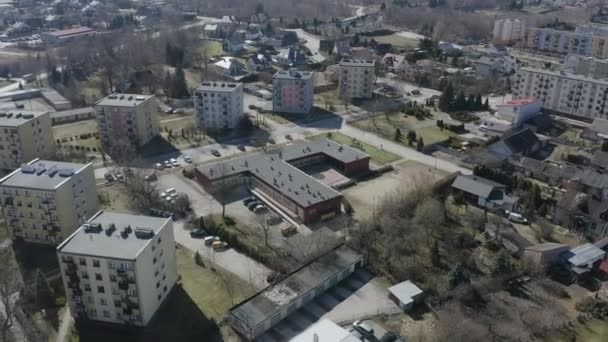 Housing Estate School Przysucha Vista Aérea Polónia Imagens Alta Qualidade — Vídeo de Stock