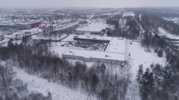 Panorama Mall Gallery Snow Belchatow Aerial View Polsko Vysoce Kvalitní — Stock video
