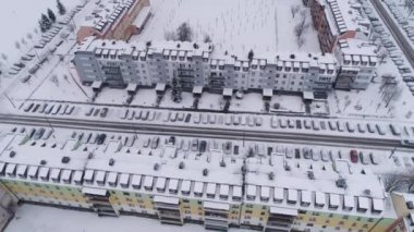 Kar Arabaları Binkow Belchatow Hava Manzaralı Polonya. Yüksek kalite 4k görüntü