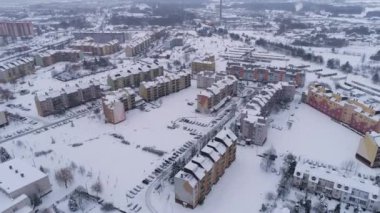 Panorama Konutları Kar Przytorze Belchatow Hava Görüntüsü Polonya. Yüksek kalite 4k görüntü