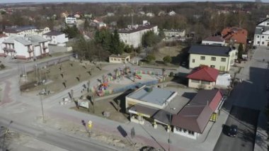 Güzel Market Meydanı Tarnogrod Hava Manzarası Polonya. Yüksek kalite 4k görüntü