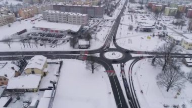 Döner kavşak Belchatow Hava Manzarası Polonya. Yüksek kalite 4k görüntü