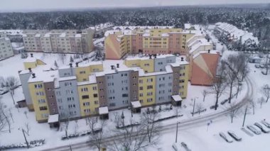 Panorama Konutları Kar Przytorze Belchatow Hava Görüntüsü Polonya. Yüksek kalite 4k görüntü