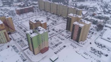 Panorama Konutları Kar Dolnoslaskie Belchatow Hava Görüntüsü Polonya. Yüksek kalite 4k görüntü