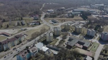 Panorama Konutları Przysucha Havacılık Görünümü Polonya. Yüksek kalite 4k görüntü