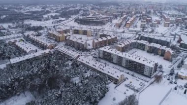 Panorama Konutları Kar Przytorze Belchatow Hava Görüntüsü Polonya. Yüksek kalite 4k görüntü
