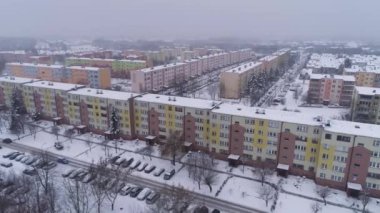 Ev Karlı Dolnoslaskie Belchatow Hava Manzaralı Polonya. Yüksek kalite 4k görüntü