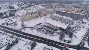Panorama Konutları Kar Przytorze Belchatow Hava Görüntüsü Polonya. Yüksek kalite 4k görüntü