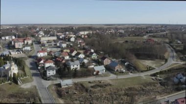 Güzel Panorama Konutları Tarnogrod Havacılık Manzarası Polonya. Yüksek kalite 4k görüntü